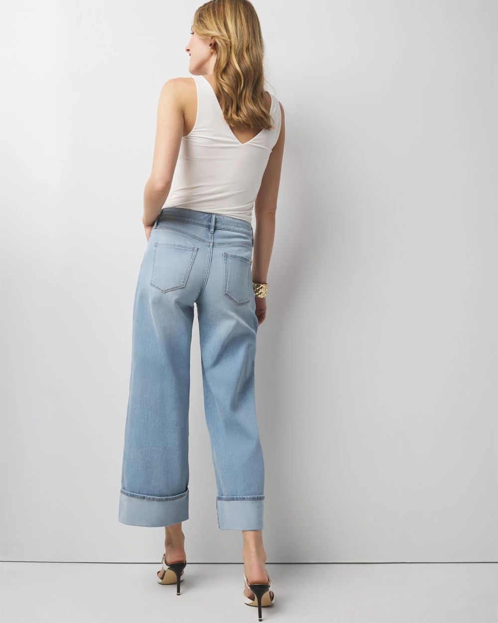 Petite High-Rise Wide Leg Cuff Cropped Jean