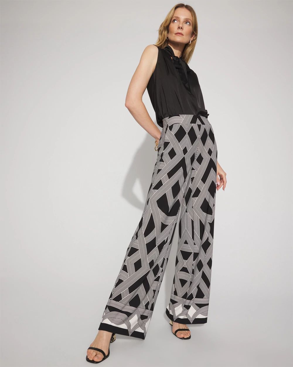Petite Geometric Print Wide-Leg Pant
