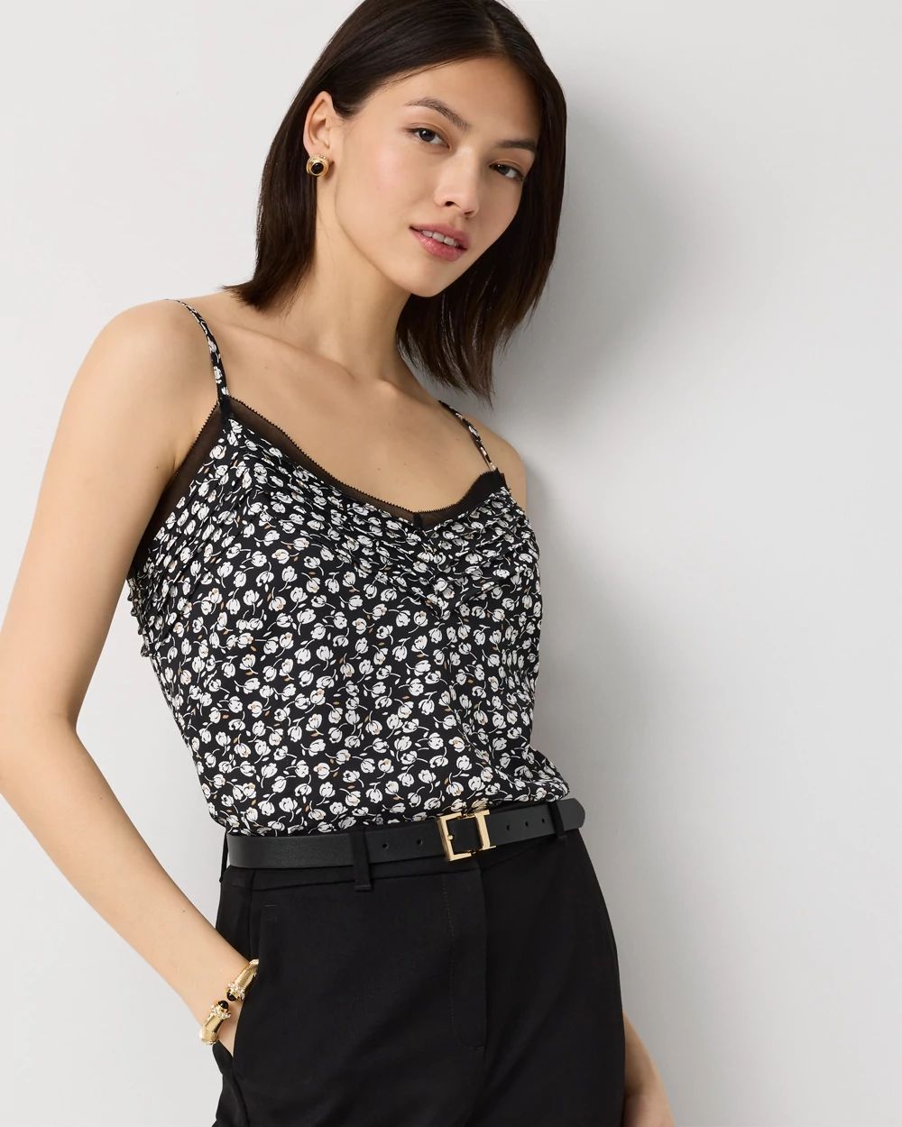 Pintuck Crepe Tank