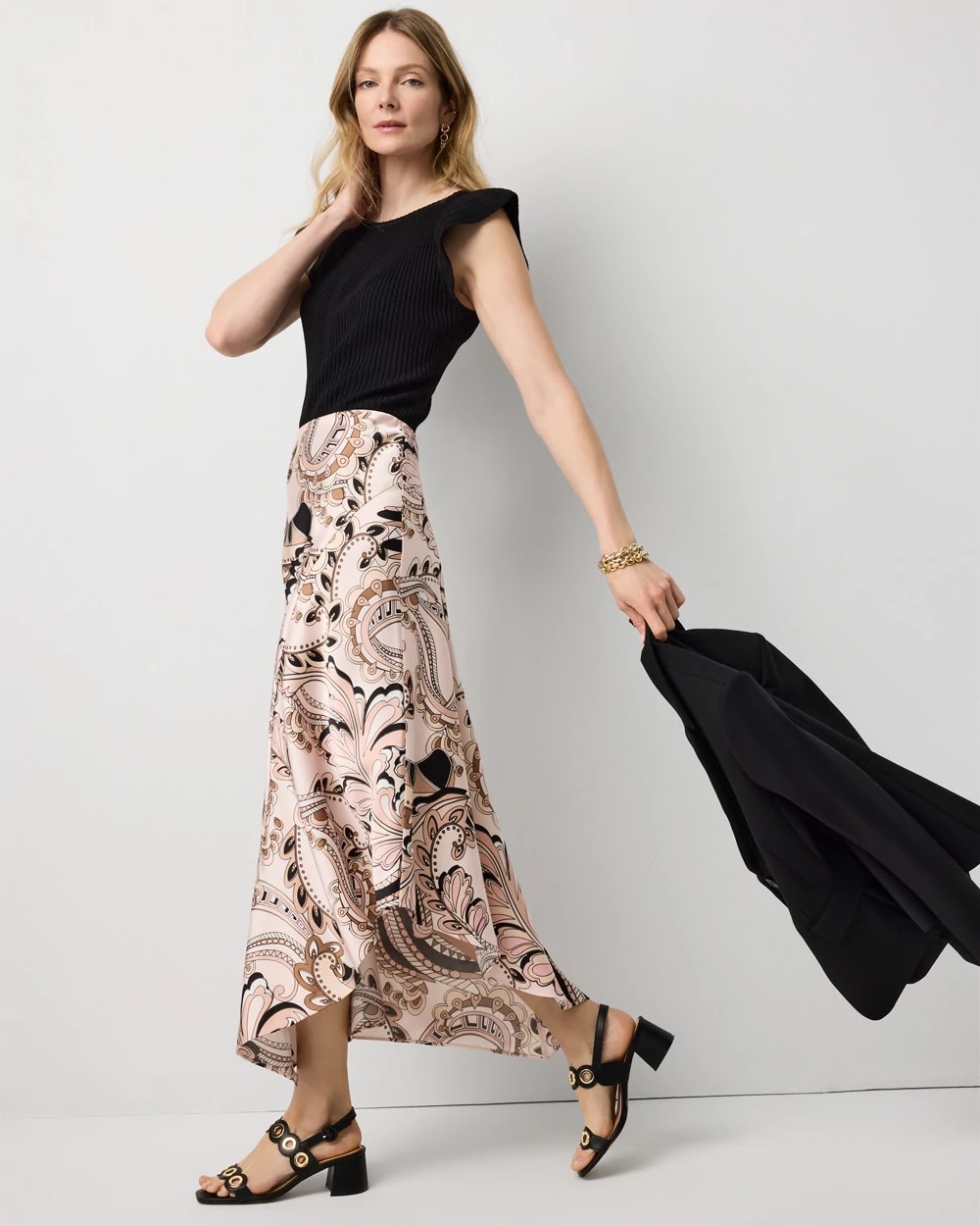 Petite Satin Slip Midi Skirt