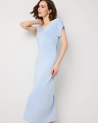 Gathered Waist Short Sleeve Midi Dress click to view larger image.