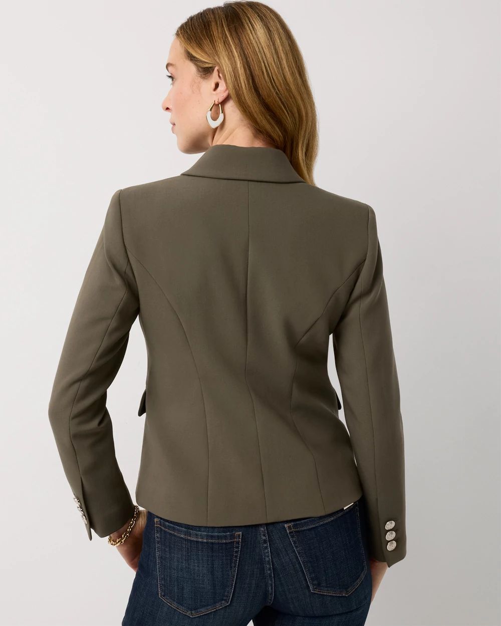 Cropped Double Button Blazer