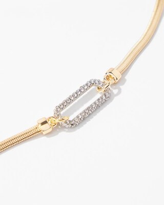 Gold Snake Link Long Necklace