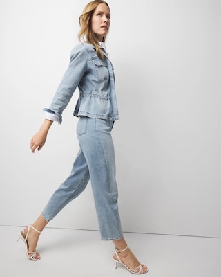 Petite Cinched-Waist Denim Jacket click to view larger image.