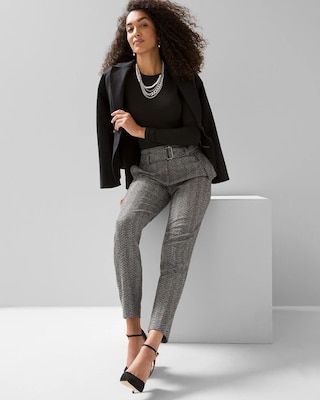 Herringbone Belted Tapered Ankle Pant click to view larger image.