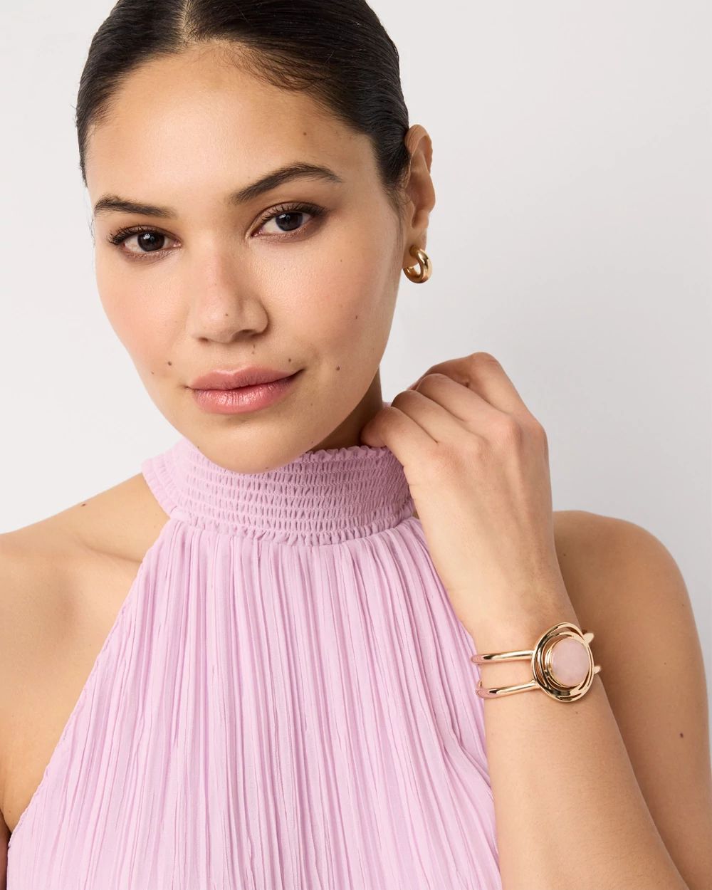 Petite Pleated Halter Maxi Dress