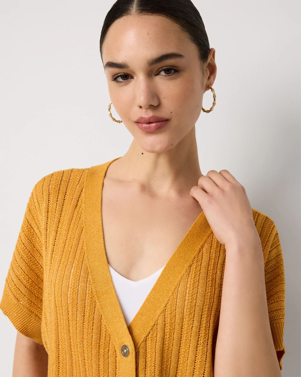 Metallic Short Sleeve Cardigan click to view larger image.
