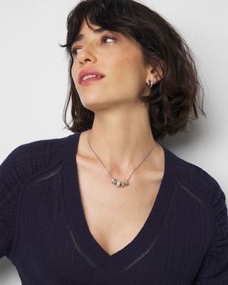 Cashmere-Blend Elbow-Sleeve Shirred Sweater click to view larger image.