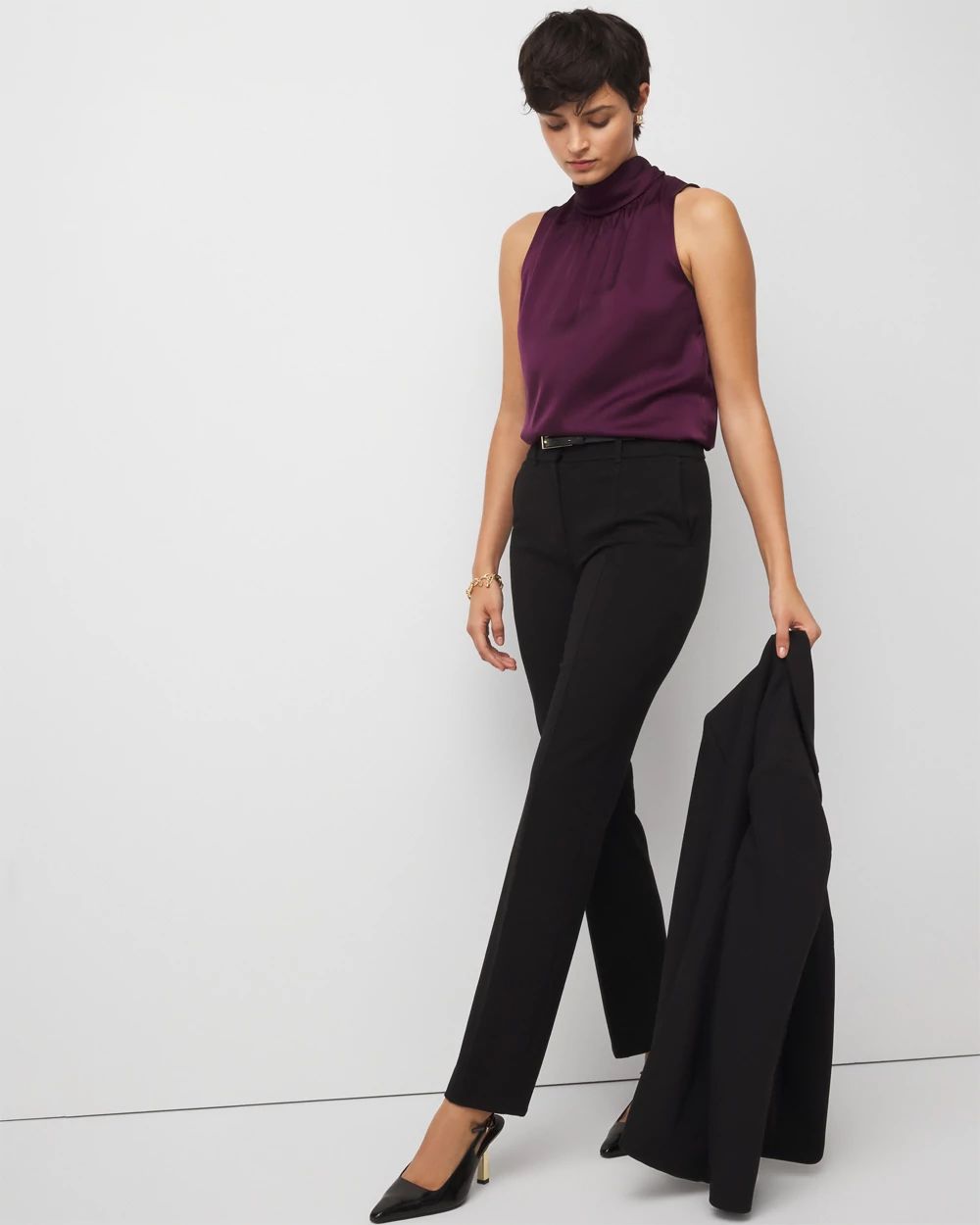 Bow Back Satin Halter Blouse click to view larger image.