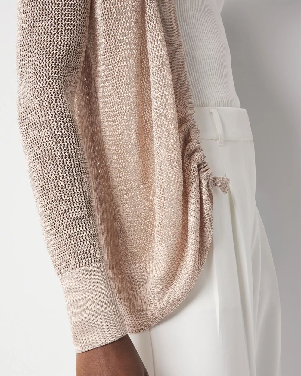 Mesh Cinched Cardigan Sweater