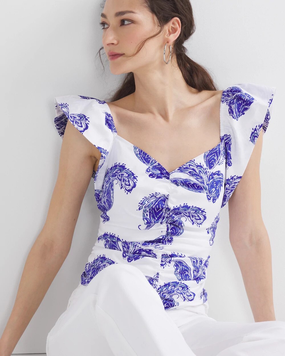Flutter Sleeve Ruched Top - image 2