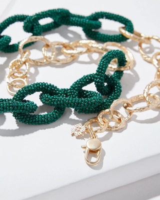 Green Beaded Chain Necklace