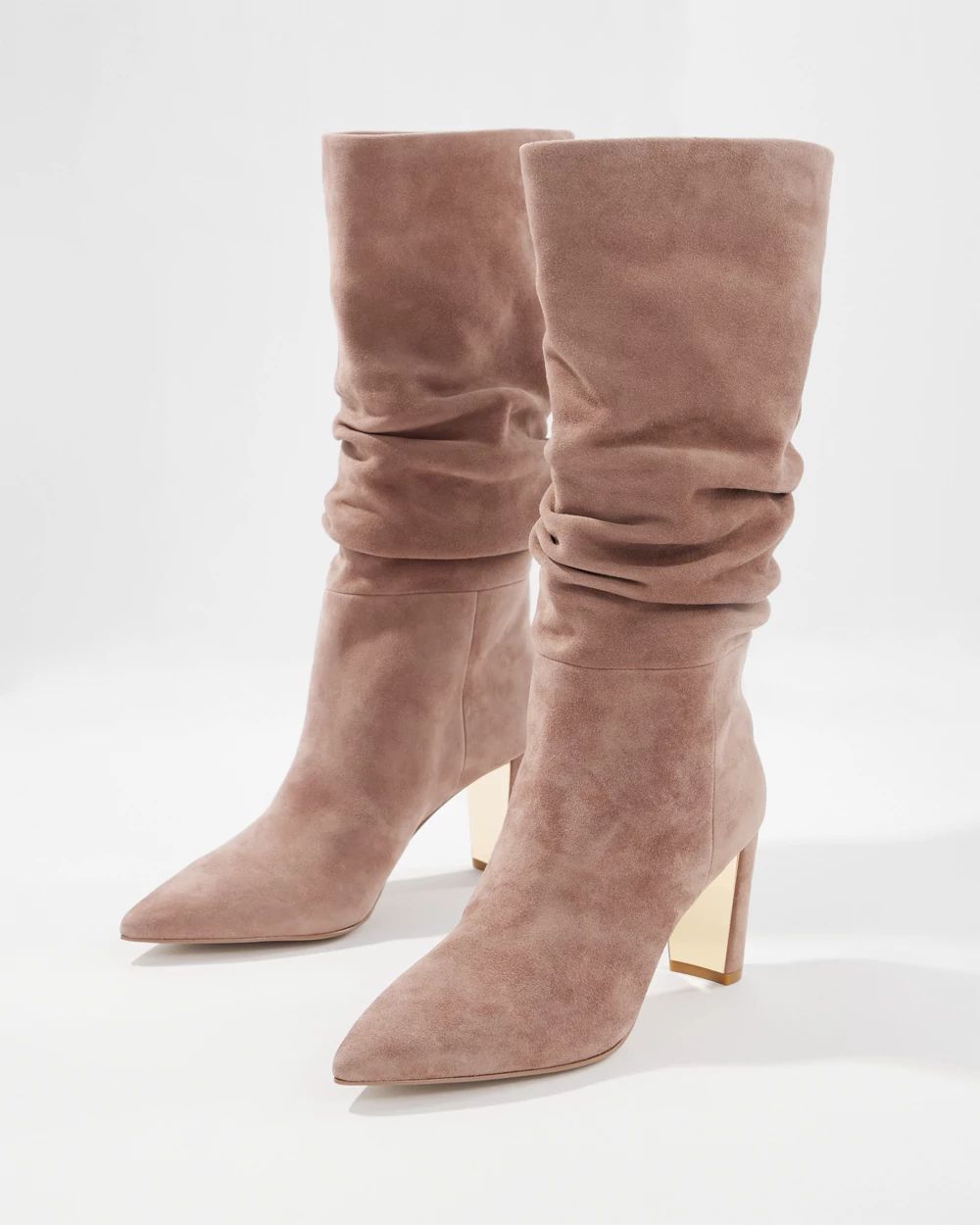 Suede Slouchy Mid-Heel Boot