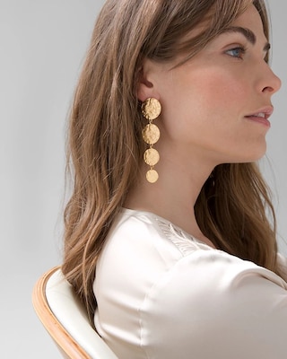 Goldtone Coin Linear Earrings