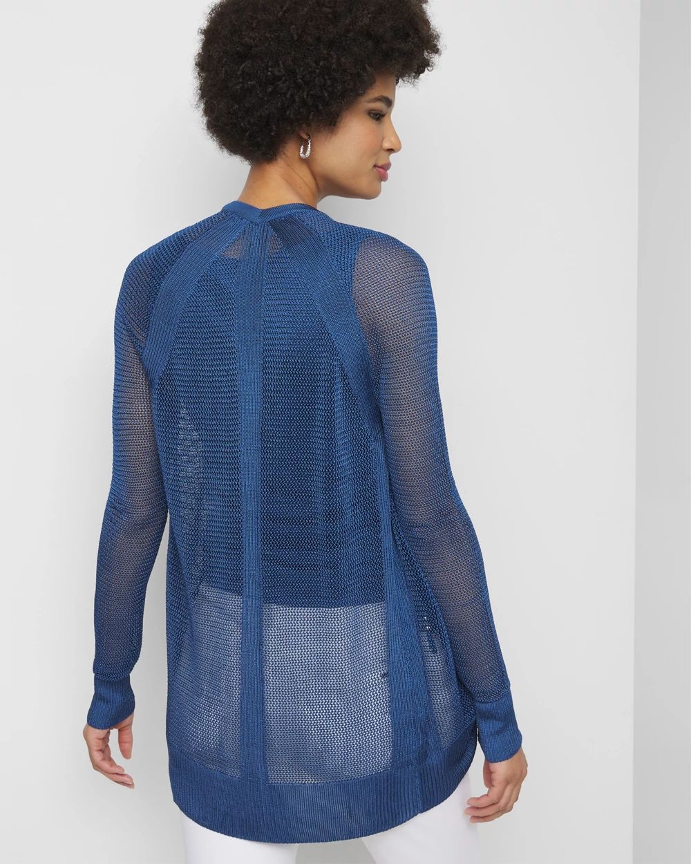 Mesh Cinched Cardigan Sweater