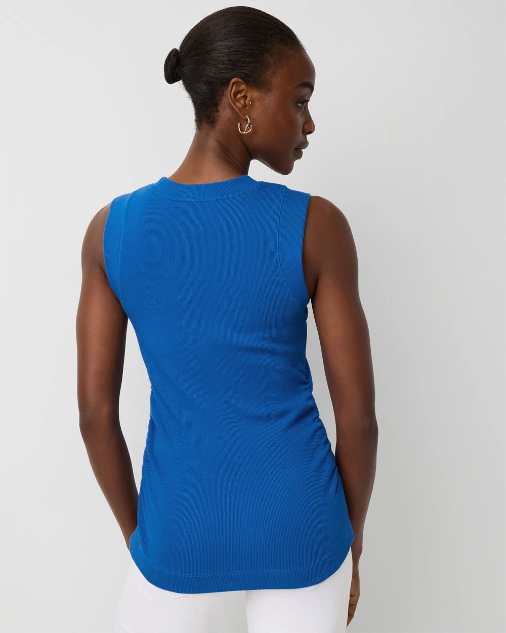 WHBM FORME™ Ribbed Stretch Ruched Side Tank click to view larger image.
