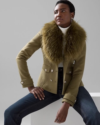 Faux Fur Collar Peacoat