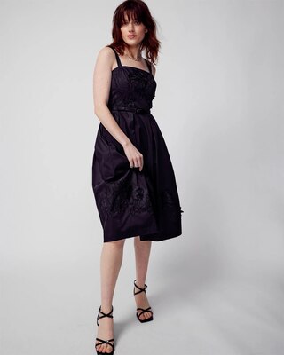 Embroidered 3-D Fit and Flare Dress