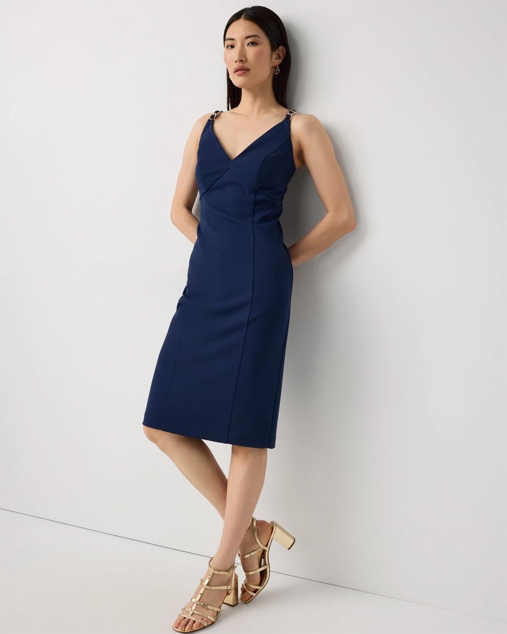 Chain Detail Crepe Dress