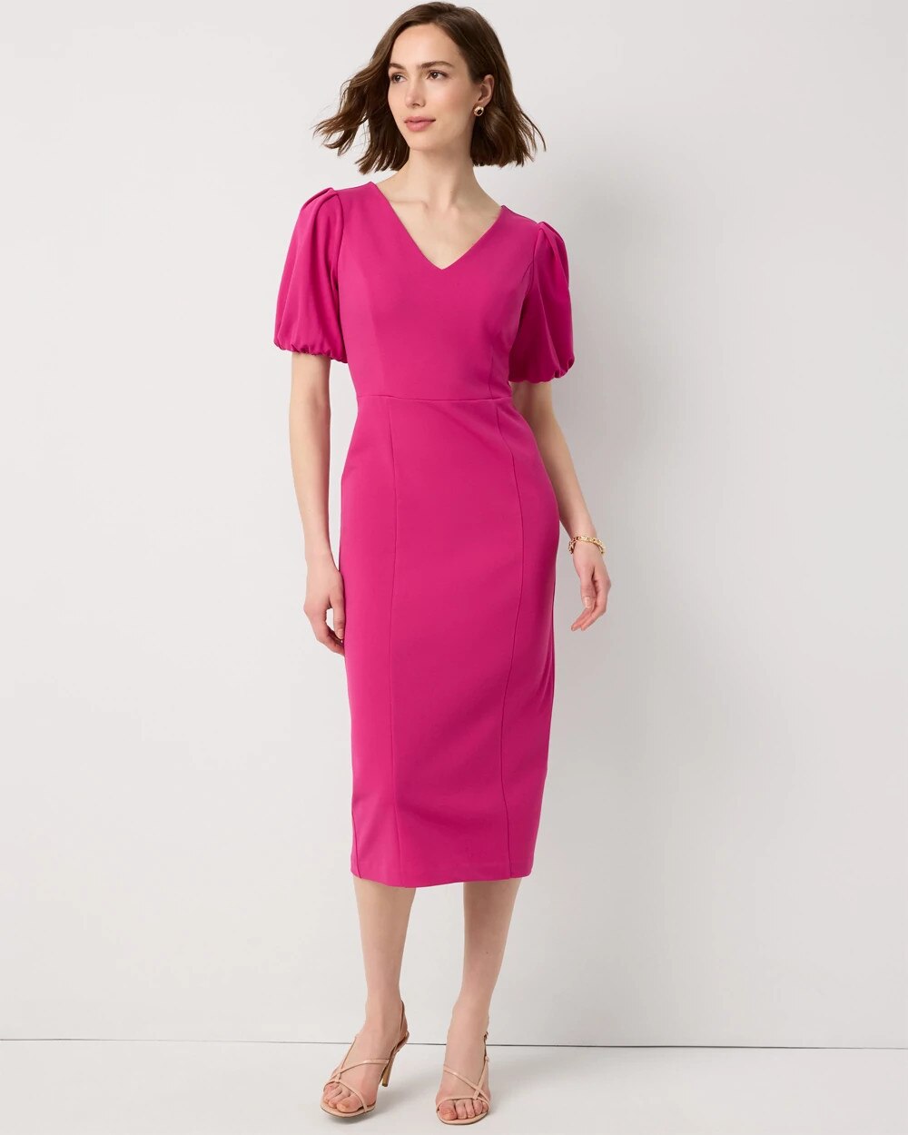 Knit Crepe Sheath Midi Dress - image 5