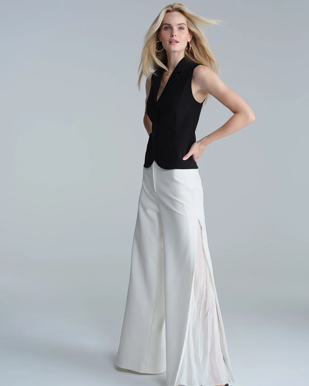 Chiffon Inset Ultra Wide Leg Pant