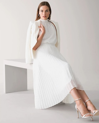 Pleated Halter Midi Dress