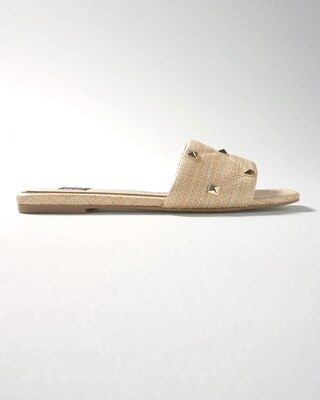 Studded Raffia Slide