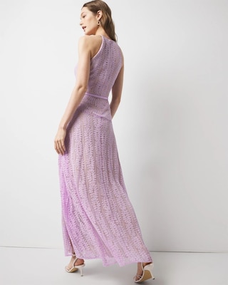 Sleeveless Halter Lace Maxi Dress click to view larger image.