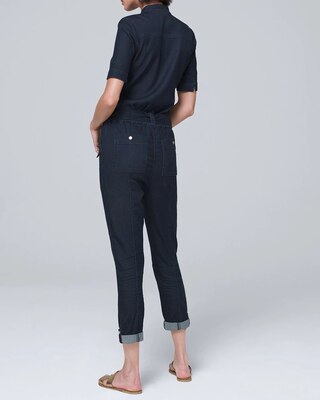 Soft Denim Cropped Jumpsuit