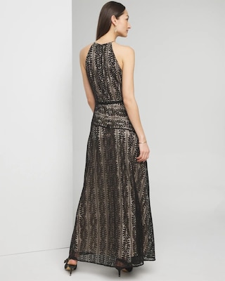Sleeveless Halter Lace Maxi Dress