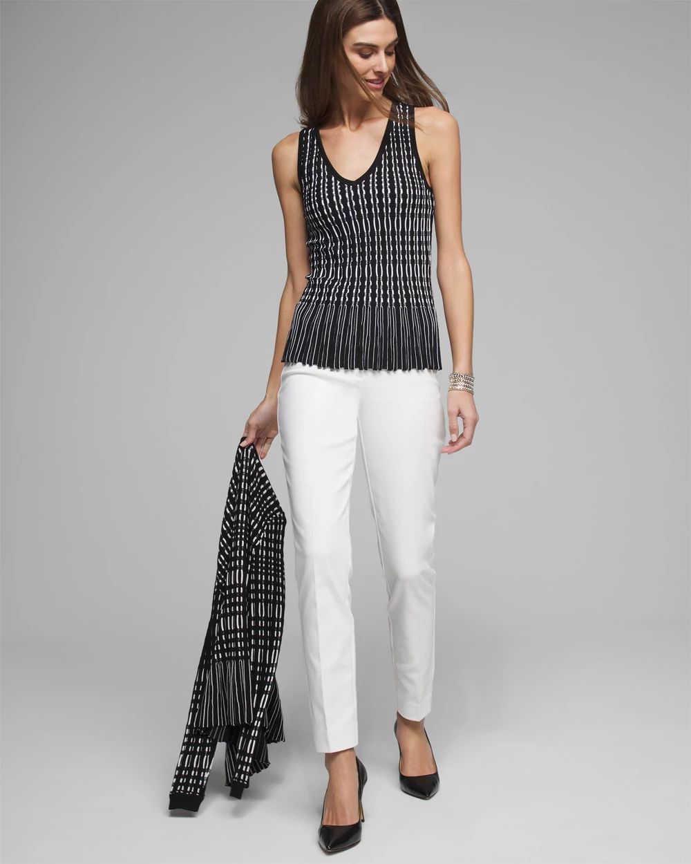 Outlet WHBM Sleeveless V-Neck Peplum Top