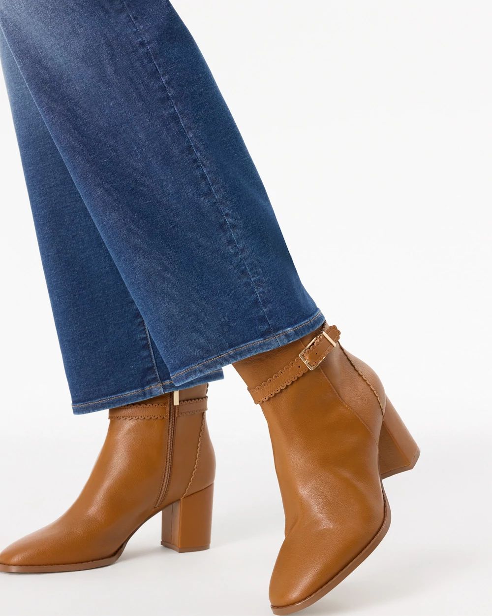 Buckle Detail Faux Leather Ankle Boots