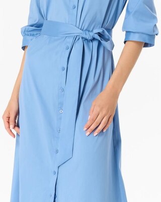 Elbow Sleeve Midi Shirt Dress click to view larger image.