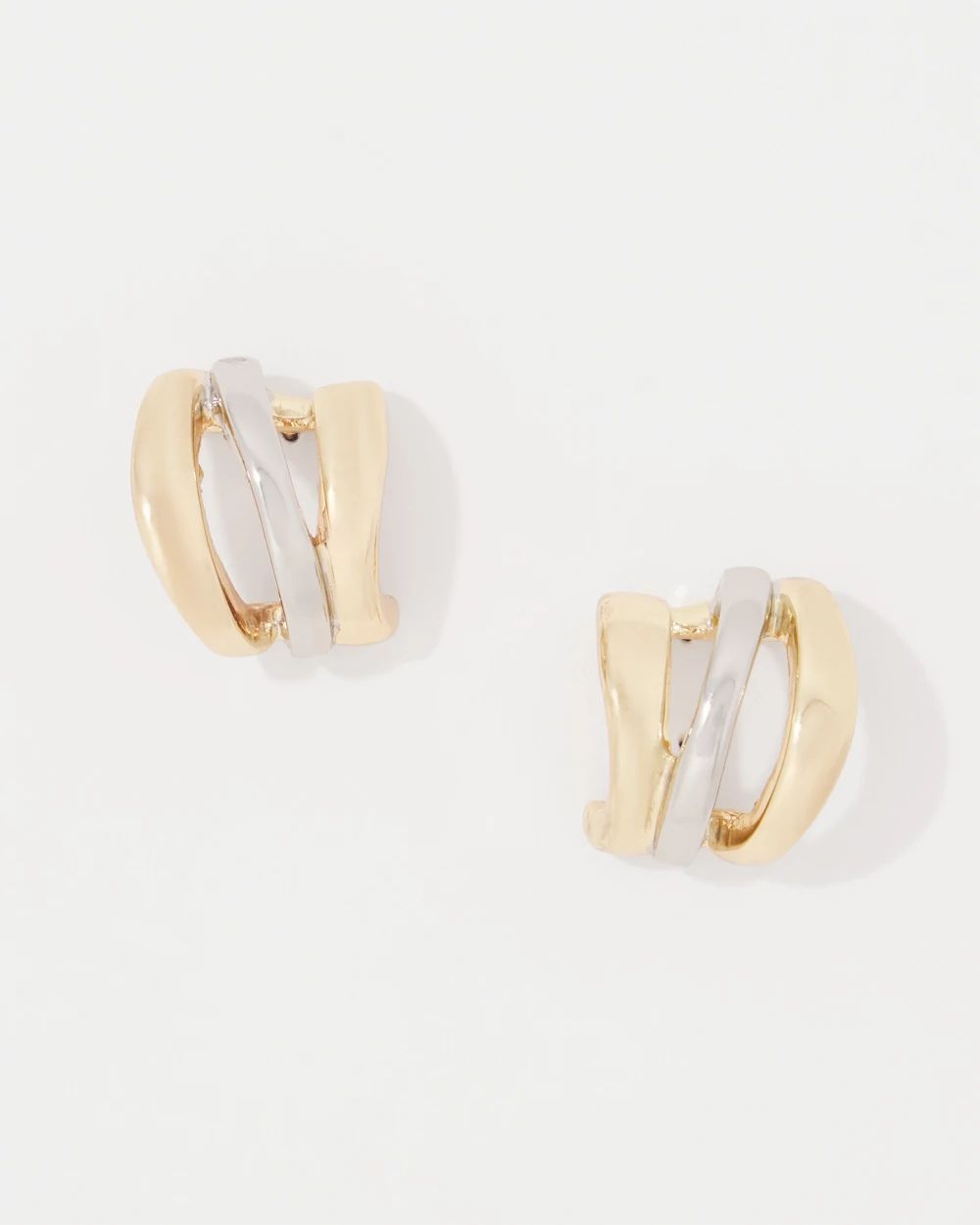 Silver + Gold Sculptural Hoop Earrings