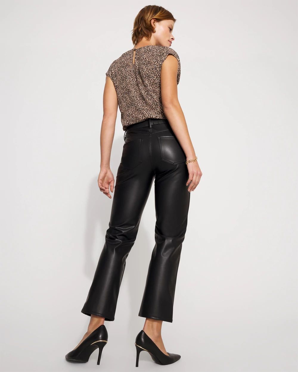 Petite Faux Leather 5-Pocket Ankle Pant