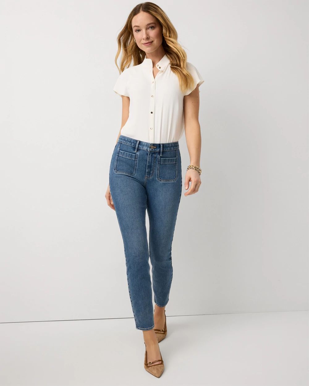 Petite Patch Pocket Skinny Ankle Jean