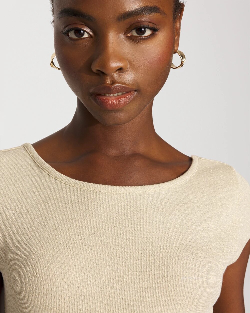 WHBM FORME Ribbed Stretch Metallic Tee - image 3