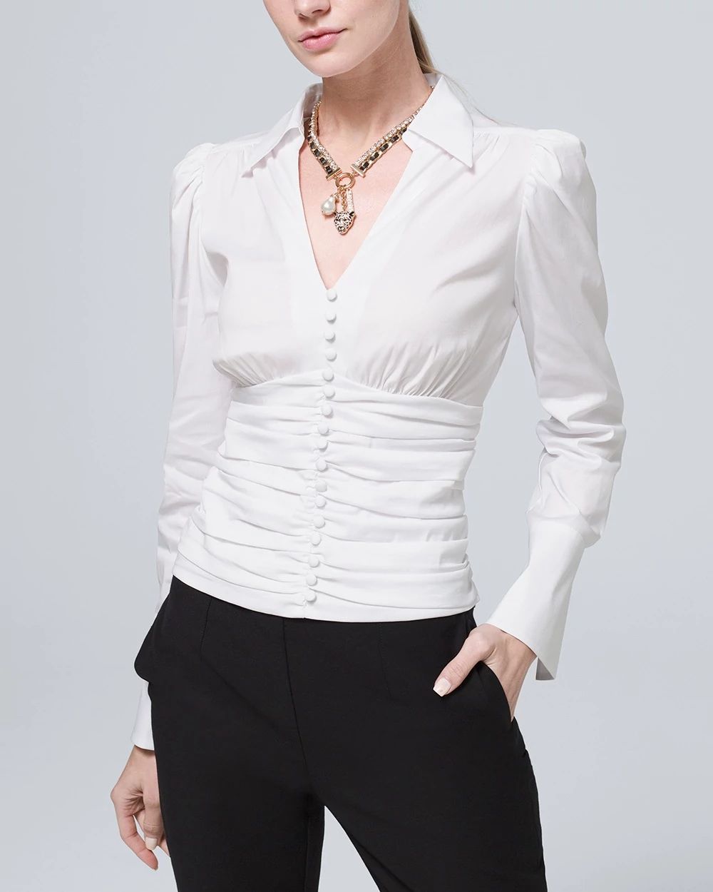 White ruched shirt deals