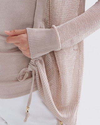 Mesh Cinched Cardigan Sweater