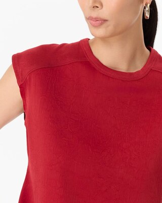 Ribbed Trim Satin Tee click to view larger image.
