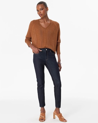 Pointelle V-neck Pullover click to view larger image.