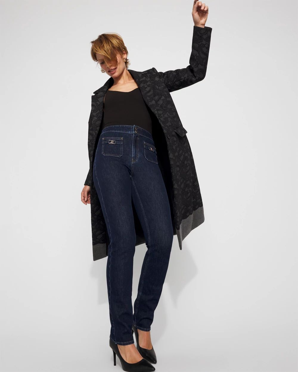 Lace Wool-Blend Melton Coat click to view larger image.