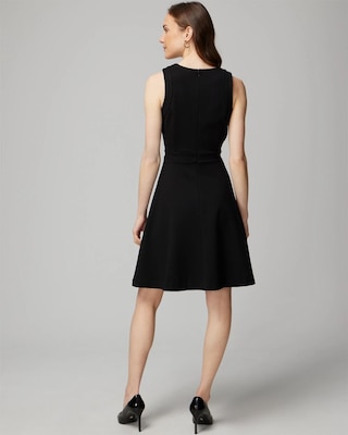 Luxe Stretch Button Detail Fit & Flare Dress