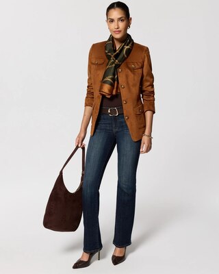 Faux Suede Collarless Jacket click to view larger image.