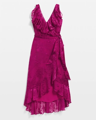 Sleeveless Burnout Wrap Midi Dress click to view larger image.