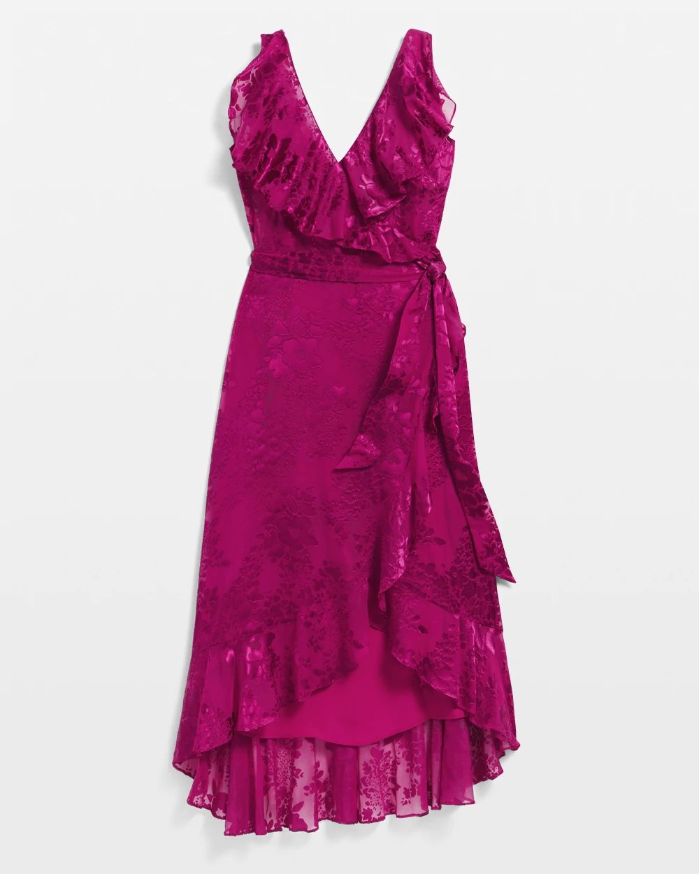 Sleeveless Burnout Wrap Midi Dress click to view larger image.