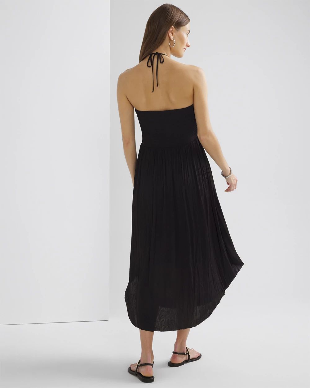Strapless Pleated Tie-Waist Dress click to view larger image.