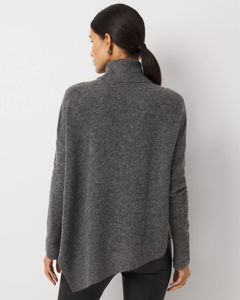 Petite Asymmetrical Hem Turtleneck Sweater