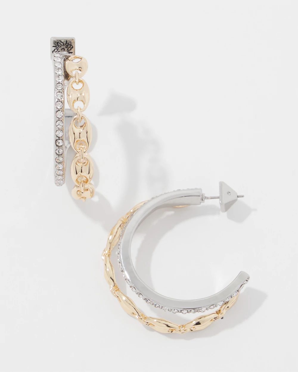 Mariner Links & Pavé Double Hoop Earrings