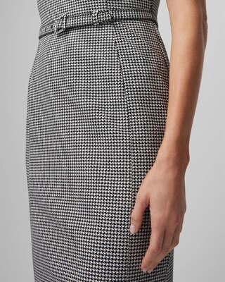 Sleeveless V-Neck Belted Work Sheath Dress